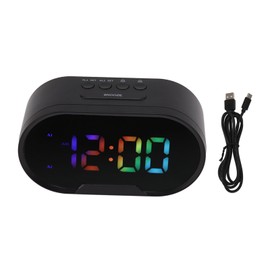 Digital Clock LED Alarm Big Digits Color Display Dimmable Adjustable Volume Minimalist with 2 Alarms for Kids Students Black