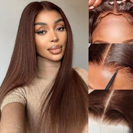 Chocolate Brown Wear and Go Glueless Wig Human Hair Pre Cut Brown 7x5 HD Lace Front Wigs for Women180% Density Pre Plucked with Baby Hair #4 Colored Straight Lace Wigs Human Hair 22 Inch