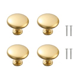 Meiyea 4 Pcs Cabinet Door Handles,Circular Mushroom Kitchen Cabinet Drawers with 4 Screws-Alluvial Gold