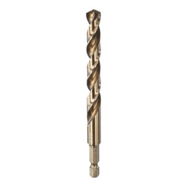 sourcing map 1/4" Hex Shank Drill Bit 3/8" Gold Oxide M35 High Speed Steel Twist Drill Bit 135 Degree Split Point Tip Drilling Tool with Quick Change Hex Shank for Metal Wood Plastic