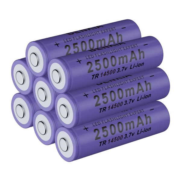 DQGG 14500 Rechargeable Batteries Button Top 3.7V 2500mAh for Flashlights