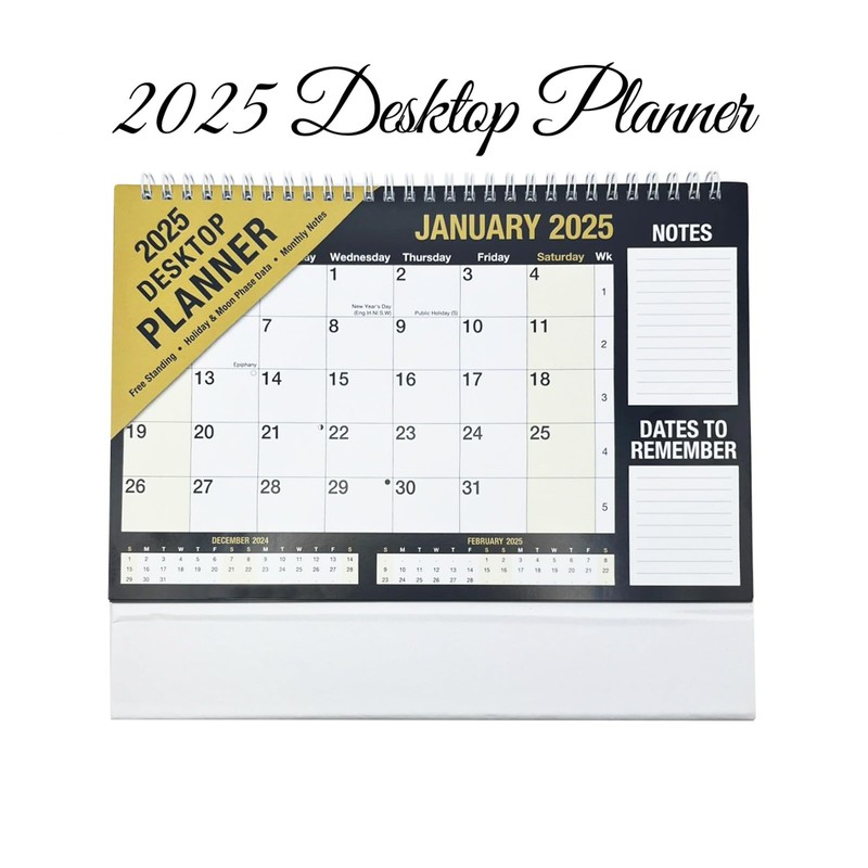 2025 Month to View Desktop Planner Calendar for Home Office