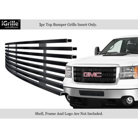 APS Compatible with 2011-2014 GMC Sierra 2500 HD 3500 HD Lower Bumper Stainless Steel Black Horizontal Billet Grille Insert G66835J