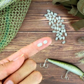 AMZfishing® 40 x Rotation Beads, Transparent or Fluorescent, 2-Way Beads, Jig Leader, Pilk Fishing, Fishing Accessories, Rotation Bead, Beads for Leader Construction (d: Fluo, Pack of 40, Size M)