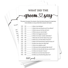 bxtala Bridal Shower Game Cards, What Did The Groom Say, Bride and Groom Party Fun Activities, 30 Game Cards, Engagement Wedding Party Supplies