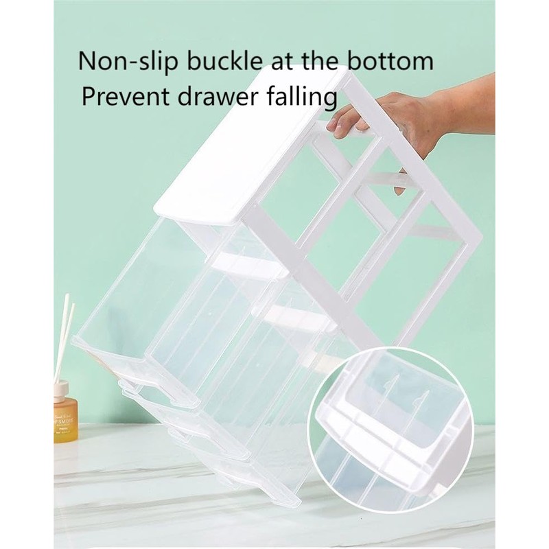 Gonice Small 3 Drawer Storage Organizer, White Plastic Drawer Storage,