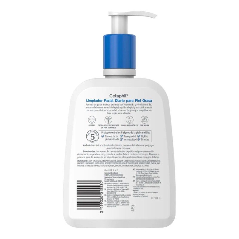 Limpiador Facial Diario Cetaphil Para Piel Grasa 473 Ml