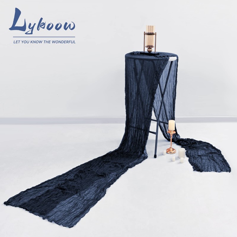 Lykoow 15 Packs Cheesecloth Table Runner - Navy Blue, 10