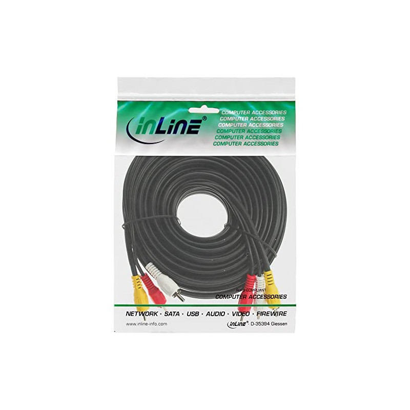 InLine 89611 1 m 3 x RCA Black Composite Video