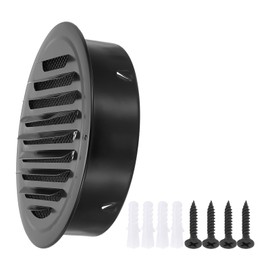 PATIKIL 8" Round Air Vent Cover, Stainless Steel Louvered Wall Inlet Outlet Grill Screen Mesh Ducting Soffit Vent with Screws for Ventilation, Black