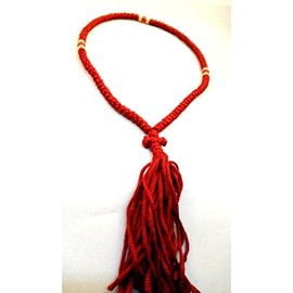 IconsGr Handmade Blessed Christian Orthodox Komboskoini Prayer Rope 100 knots Pendant Red