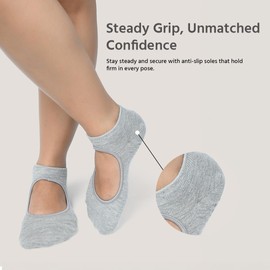 BALENZIA Pilates Grip Socks Women |Pack of 6| Yoga Accesorries Grip Hospital Walk|Ballet Dance Anti Slip Non Skid Sock, 6 Grey, 6-9