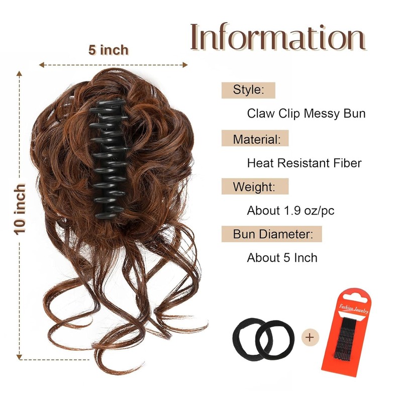 Messy Bun Clip in Bun Hair Extensions Claw Clip Hair