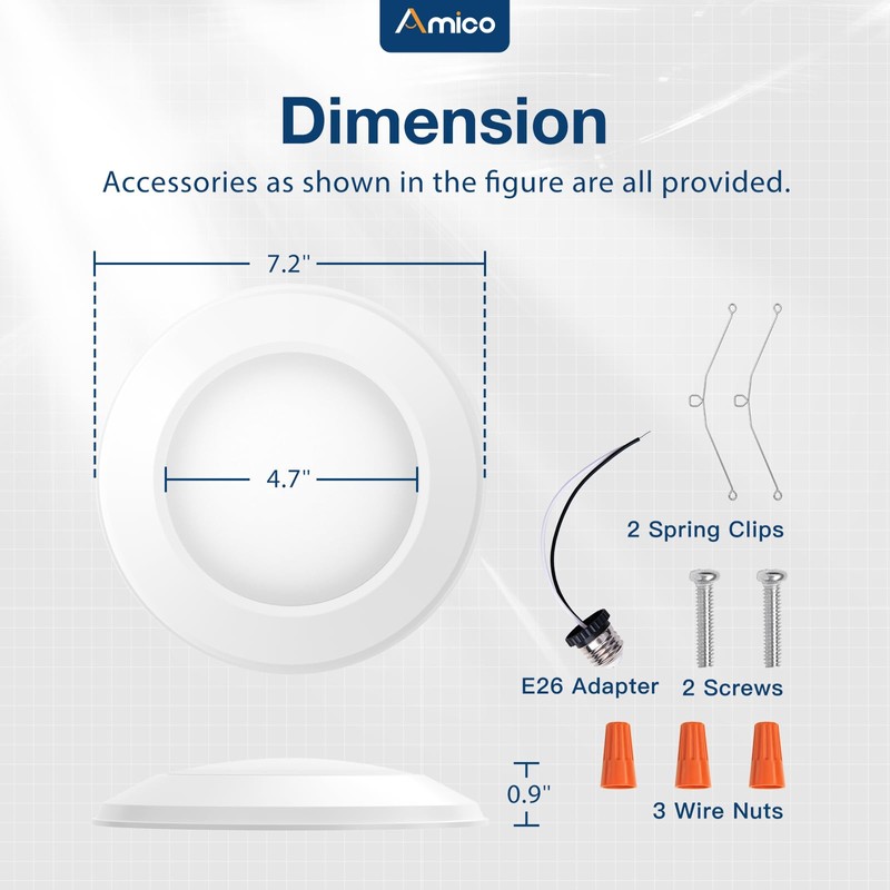 Amico 24 Pack 5/6 Inch LED Disk Lights, Dimmable Flush