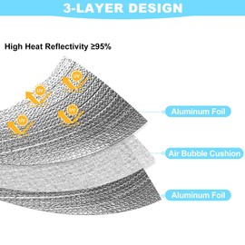 MYFAMIREA Double Reflective Insulation Roll 47IN x 15FT Bubble Aluminum Foil Sheet Thermal Insulation for Summer Heat, 3MM Insulated Radiant Barrier Wrap with 120P Tapes for RV, Window