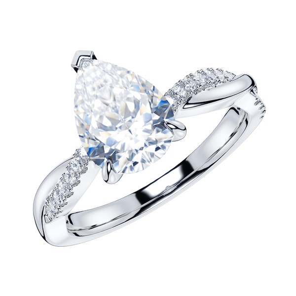THELANDA Sterling Silver 4-Prong Petite Twisted Vine 2CT Simulated Teardrop
