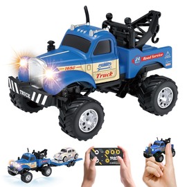MOONTOY 1:64 Scale Mini Alloy Truck RC Car with LED Lights, 2.4Ghz Remote and App Control Toy Car, 3-Speed Adjustment Pocket Toy Car for Kids 4-8 Years and Adults (Blue)