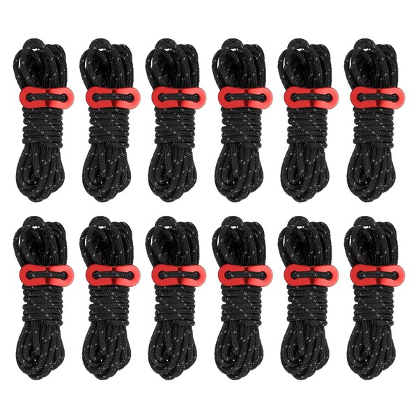 PATIKIL 4mm Tent Rope, 12 Pack 13ft Reflective Guyline Cord
