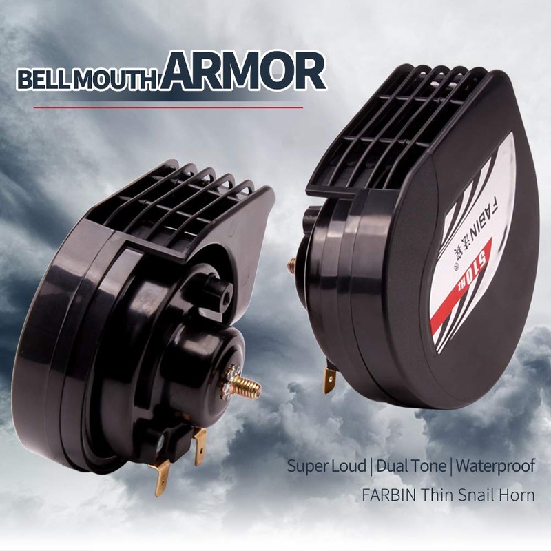 FARBIN Compact Horn 12V Waterproof Car Horns Loud Dual-Tone Electric