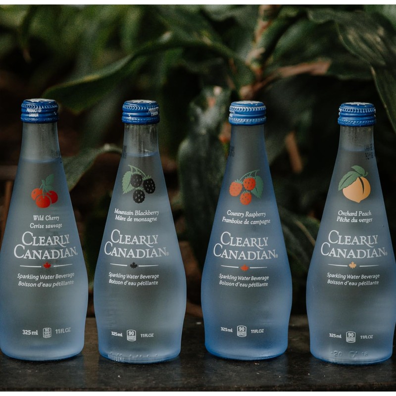 Clearly Canadian Sparkling Flavored Water, 11 oz Glass Bottles –
