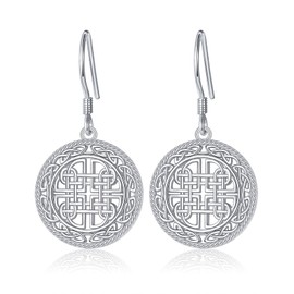 S925 Sterling Silver Jewelry Dara Knot Good Luck Irish Medallion Oak Earrings Jewelry for Women