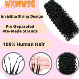 Knotless Pre-Separated Water Wave Human Hair Feather Crochet Hair Extensions Lightweight Reusable Crochet Hair Extensions Natural Color 18inch 120g
