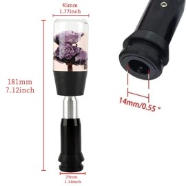 Unbranded Universal JDM Clear Crystal Real Flower Automatic Gear Shift Knob Shifter Purple