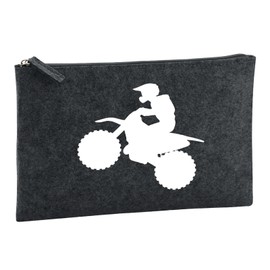 Huuraa Kulturbeutel Motocross Silhouette Geschenk 1 Liter Charcoal Filz Motocross Geschenkidee