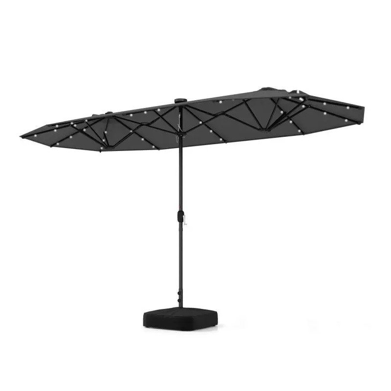 13FT Double-Sided Solar Powered Patio Umbrella with LED Lights for