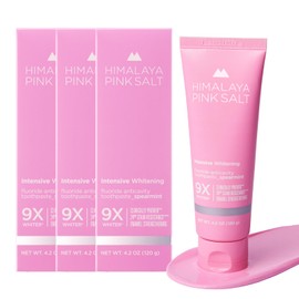 HIMALAYA PINKSALT Intensive Whitening Toothpaste - Teeth Whitening, Deep Stain Remover with Fluoride, Appropriate for Sensitive Teeth, Peroxide Free, Pink Toothpaste - Spearmint, 4.2 oz (Pack of 3)