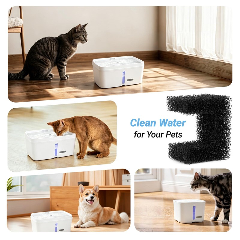 20 Pack Foam Filters Replacement for Pet Fountains Compatible with