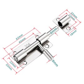 3inch Barrel Bolt Latch, Sliding Door Latch Lock, 304 Stainless Steel Thickened, Slide Bolt Latch with Screws (1Pack/Chrome)