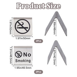 craspire 4 Pieces 2 Styles Table Sign No Smoking Stainless Steel Metal Warning Reservation Non Smoking Desk Logo Display Signs For Restaurant Office Hotel Hospital Club Room Shop