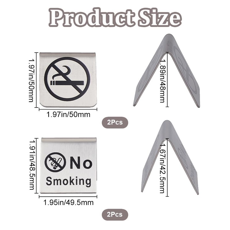 craspire 4 Pieces 2 Styles Table Sign No Smoking Stainless
