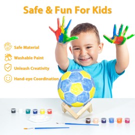 Minleway Paint Your Own Soccer Ball Lamp Kit, 7.1 Inch 16 Colors DIY 3D Soccer Ball Light Remote Control,Art Supplies Birthday Gifts for Friends Kids, Arts Crafts for Girls Boys Ages 6-8 8-12