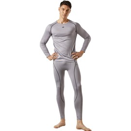 FITEXTREME MAXHEAT Mens Thermal Underwear Long Johns Set with Fleece Lined LightGrey L