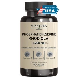 VINATURA PhosphatidylSerine 1200mg - with Rhodiola Rosea, 90 Capsules 30 Servings