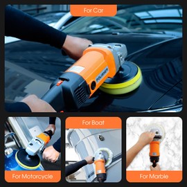 TEKCHIC 110V Buffer Polisher, 5-7-Inch Brushless Dual Action Polisher, 6 Variable Speed Random Orbital Polisher Kit for Car Detailing, Waxing, Polishing, 25PCS Polishing Accessories, Corded