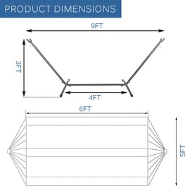 Ezone Adjustable Hammock Bed with Space Saving Steel Stand - Portable, Easy Set Up Indoor/Outdoor Hammock for Two
