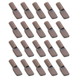 sourcing map 20Pcs Shelf Support Pegs, 5mm Spoon Shape Shelf Support Pins, Metal Support Pegs Holder for Kitchen Cabinet Bookcase (Red Bronze)