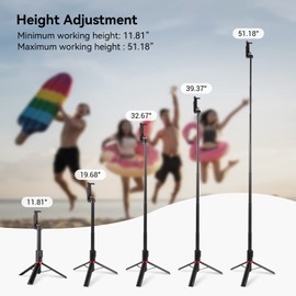 SmallRig ST20 Portable Selfie Stick Tripod with Bluetooth Remote Extendable Travel Lightweight Tripod Stand for Selfie, Live Streaming, Video Conference, Compatible with All Phones - 3375