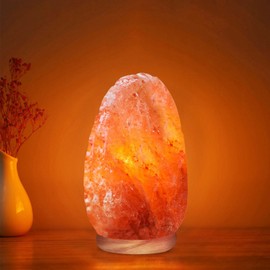 Himalayan Glow Natural Pink Salt Lamp,Night Light,Hand Carved Crystal Salt Lamp with Wooden Base,Salt Lamp Bulb,(ETL Certified) Dimmer Switch | 5-7 LBS