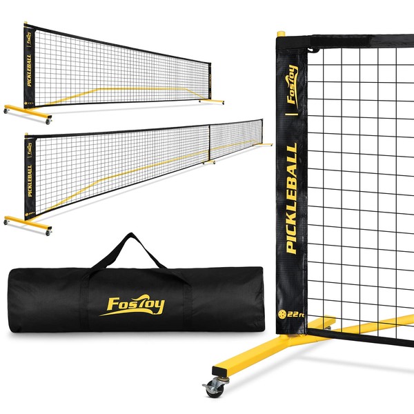Fostoy Portable Pickleball Net with Wheels, Regulation Size 22 FT