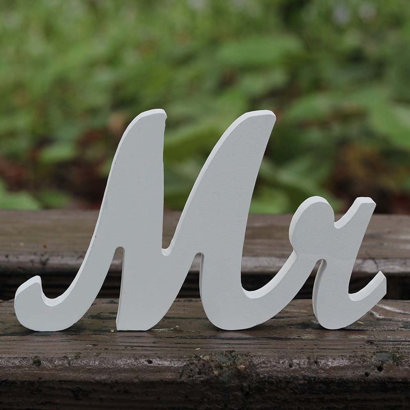 Amajoy Mr & Mrs Wooden Letters Wedding Table Decoration Available
