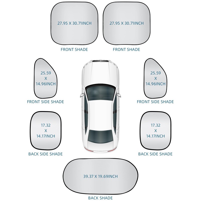 Tallew 7 Pieces Car Window Shade Set Include 4 Side