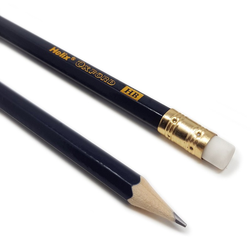 Oxford Helix HB Pencils Eraser Tipped Pencils with rubber -