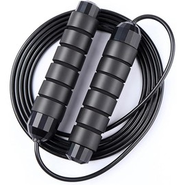 Jump Rope,Jump Ropes for Fitness for Women Men and Kids,Speed Jumping Rope for Workout with Ball Bearings,Adjustable Skipping Rope for Exercise&Slim Body at Home School Gym - Color: Black