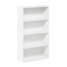 Furinno PASIR Book Shelf, 4-Tier Bookshelf, Bookcase with Open Shelf, 9.4 x 23.6 x 41.7, for Living Room, Bedroom, Home Office, White