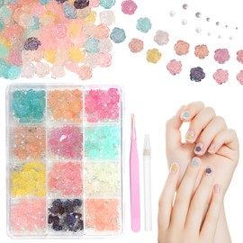 Rose Flowers Nail Charms, 3D Camellia Flower Nail Art Charms, Color Roses Flower Blossom Camellia Designs Charms for Acrylic Nails Art DIY Design Supplies