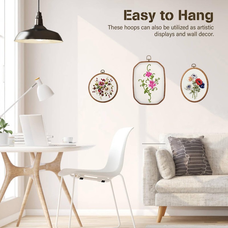 YOFAPA 9 Pcs Embroidery Hoops, Flexible Round Cross Stitch Hoops,
